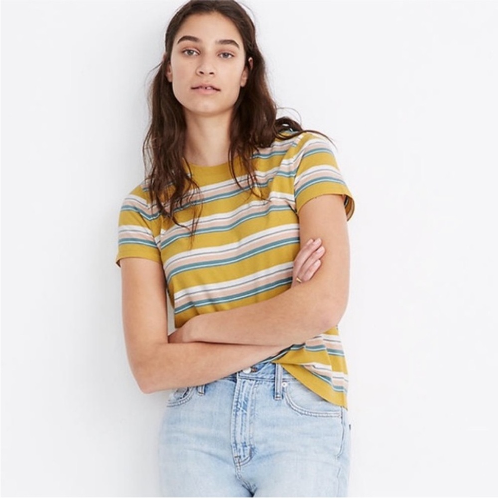 Yellow striped Madewell Tee - medium